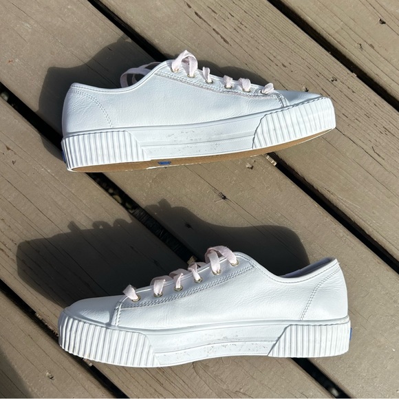 KEDS White Leather Triple Up Platform Lace Up Sneakers | Size 10 / EU 41 - Picture 13 of 14